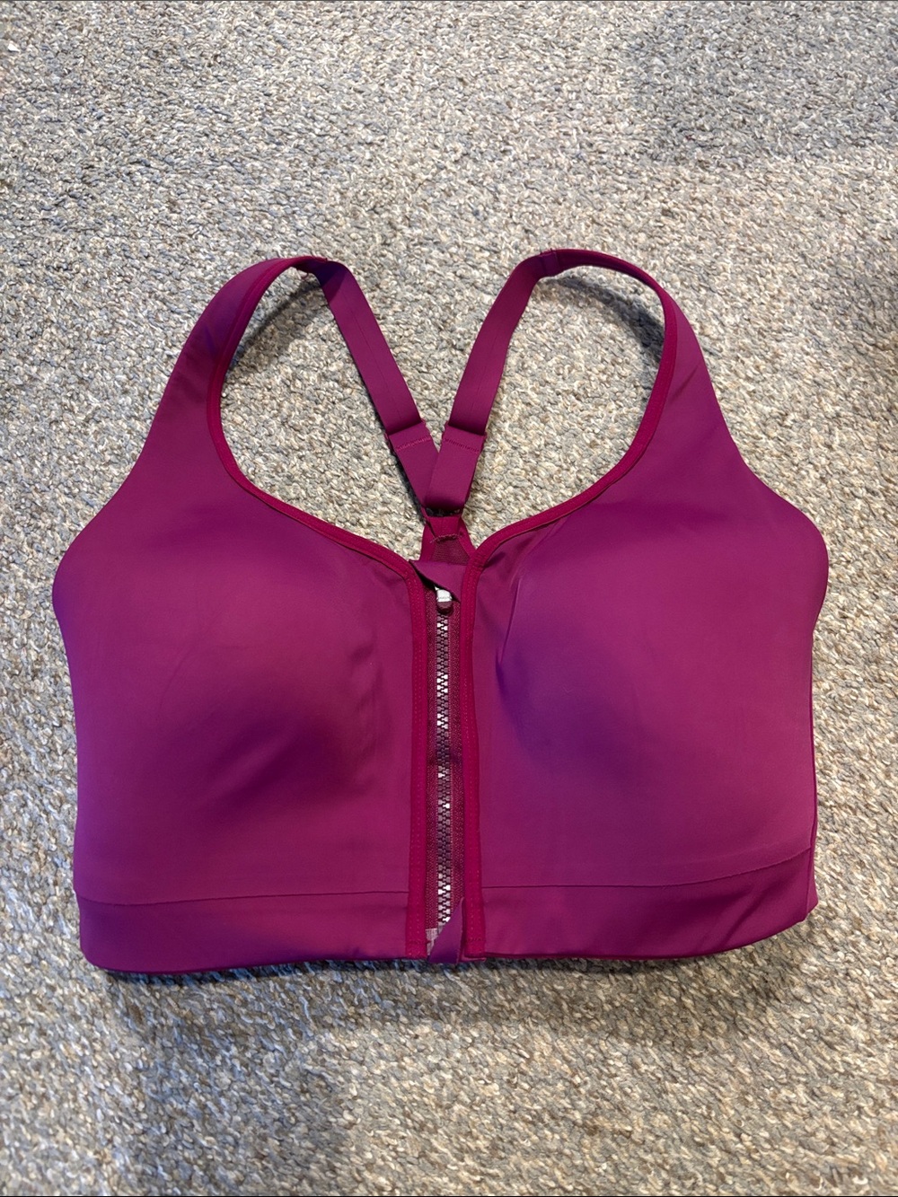 Athleta Front-Zip Sports Bra in Berry Plum